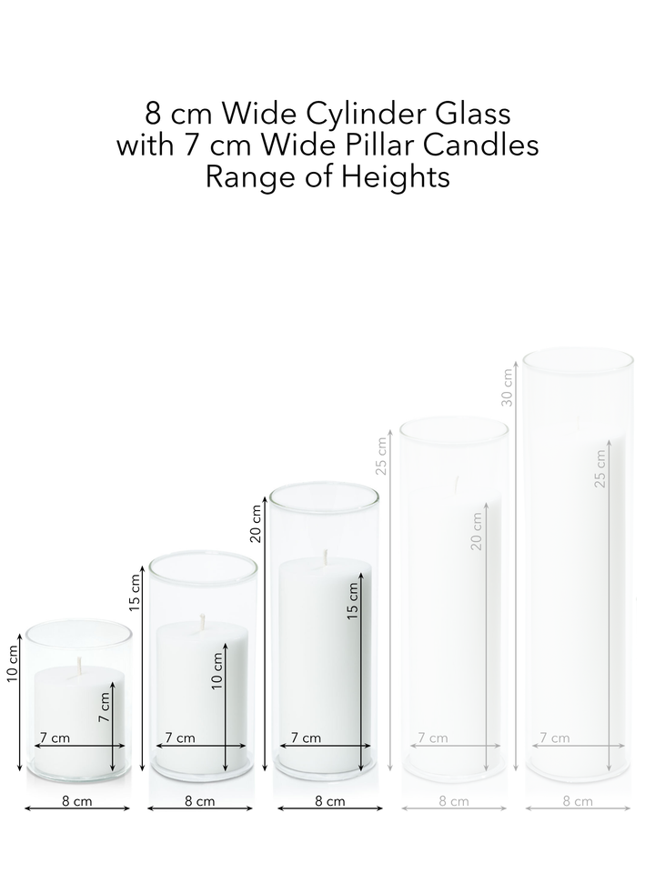 Sapphire 7cm Pillar in 8cm Glass Set - Sm Pack of 1