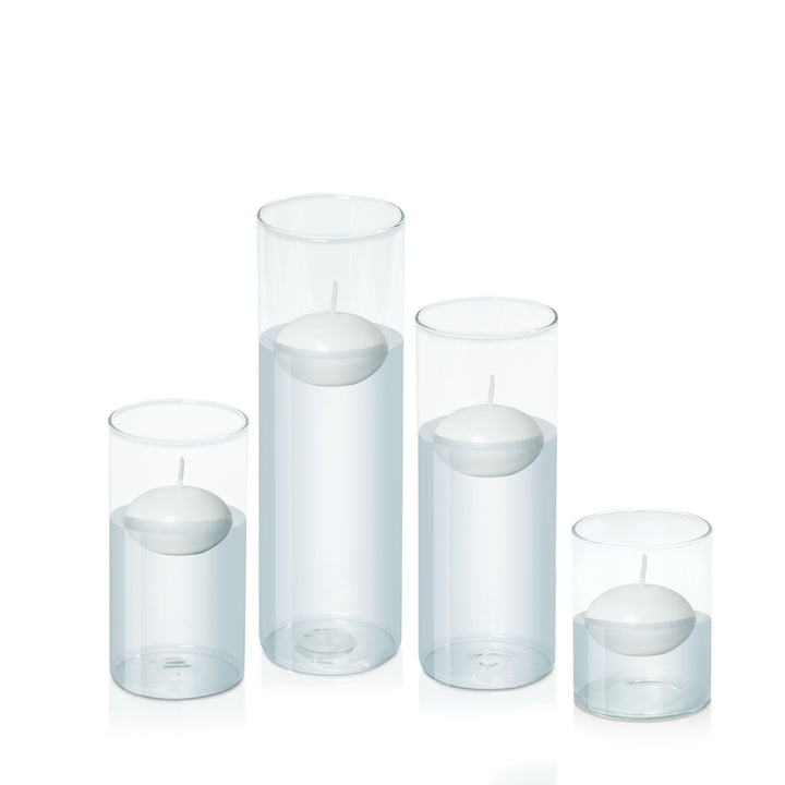 White 6cm Event Floating Candle in 8cm Glass Set - Sm Pack of 1