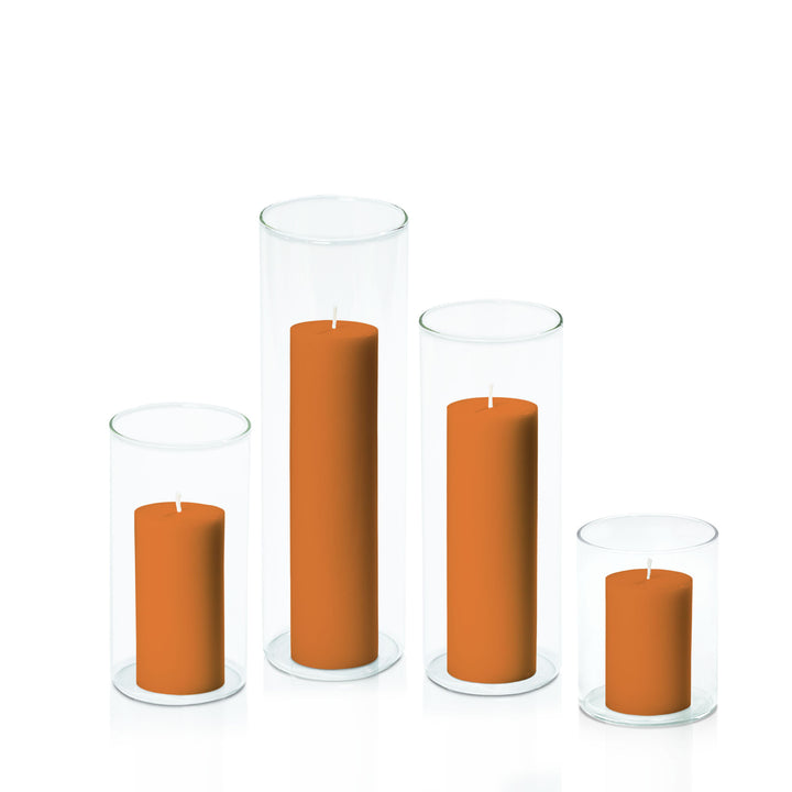 Baked Clay 5cm Pillar in 8cm Glass Set - Sm Pack of 1