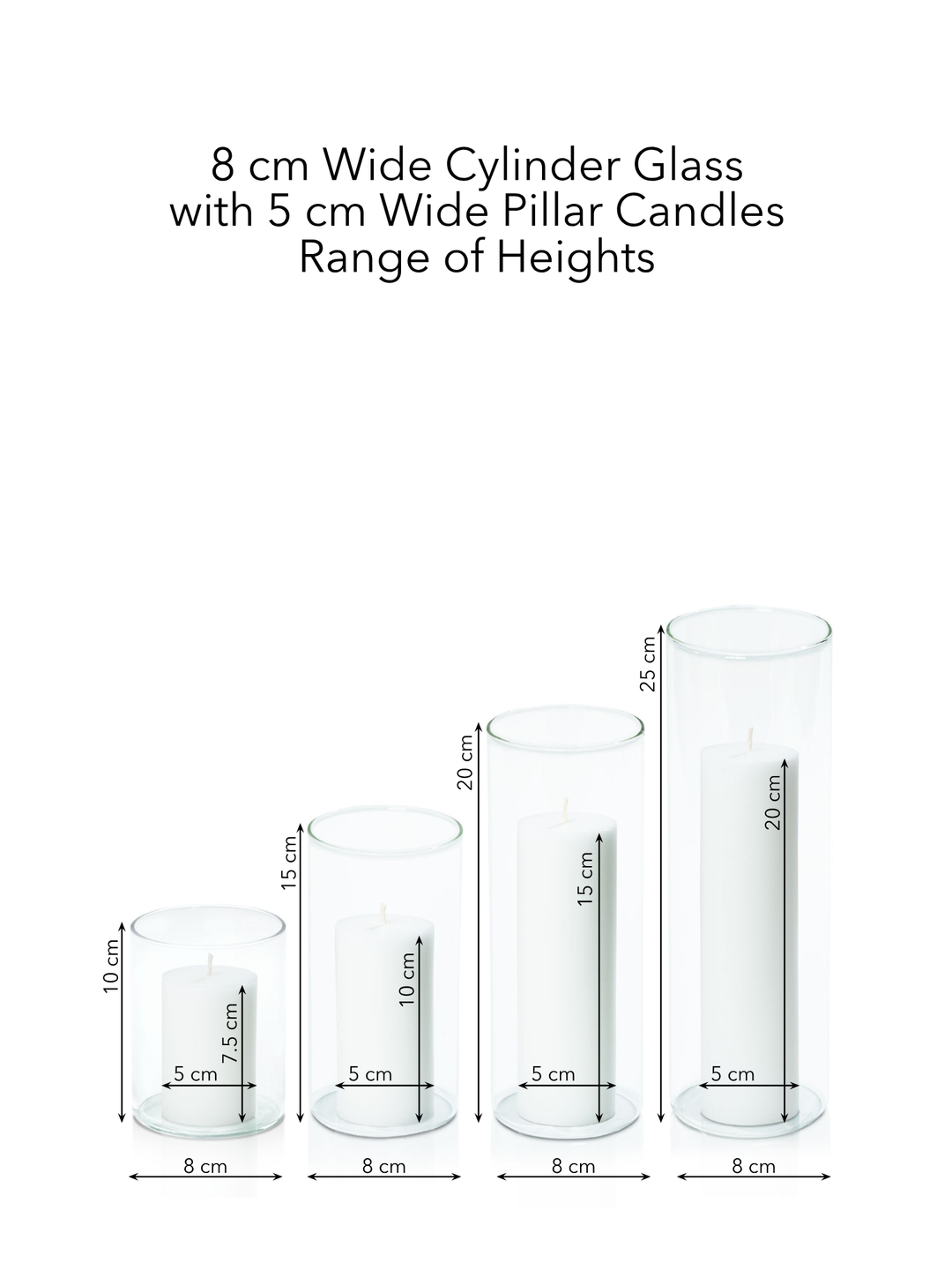 Capri 5cm Pillar in 8cm Glass Set - Sm Pack of 1