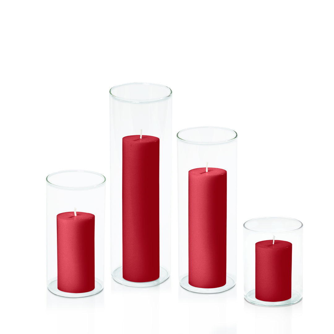 Chilli 5cm Pillar in 8cm Glass Set - Sm Pack of 1