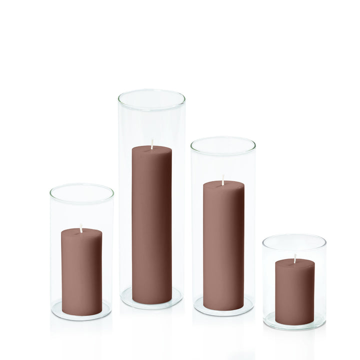 Chocolate 5cm Pillar in 8cm Glass Set - Sm Pack of 1