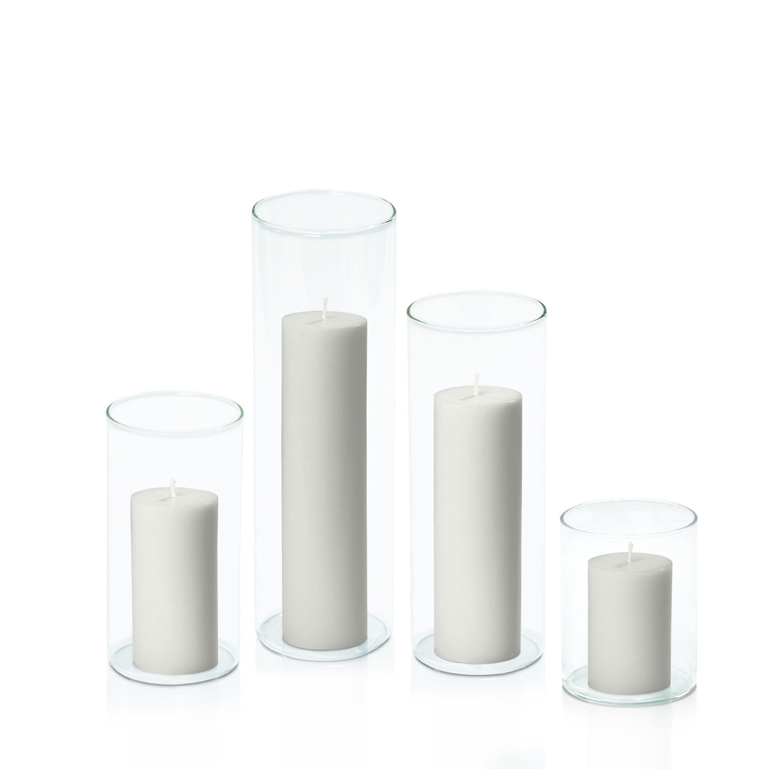 Stone 5cm Pillar in 8cm Glass Set - Sm Pack of 1