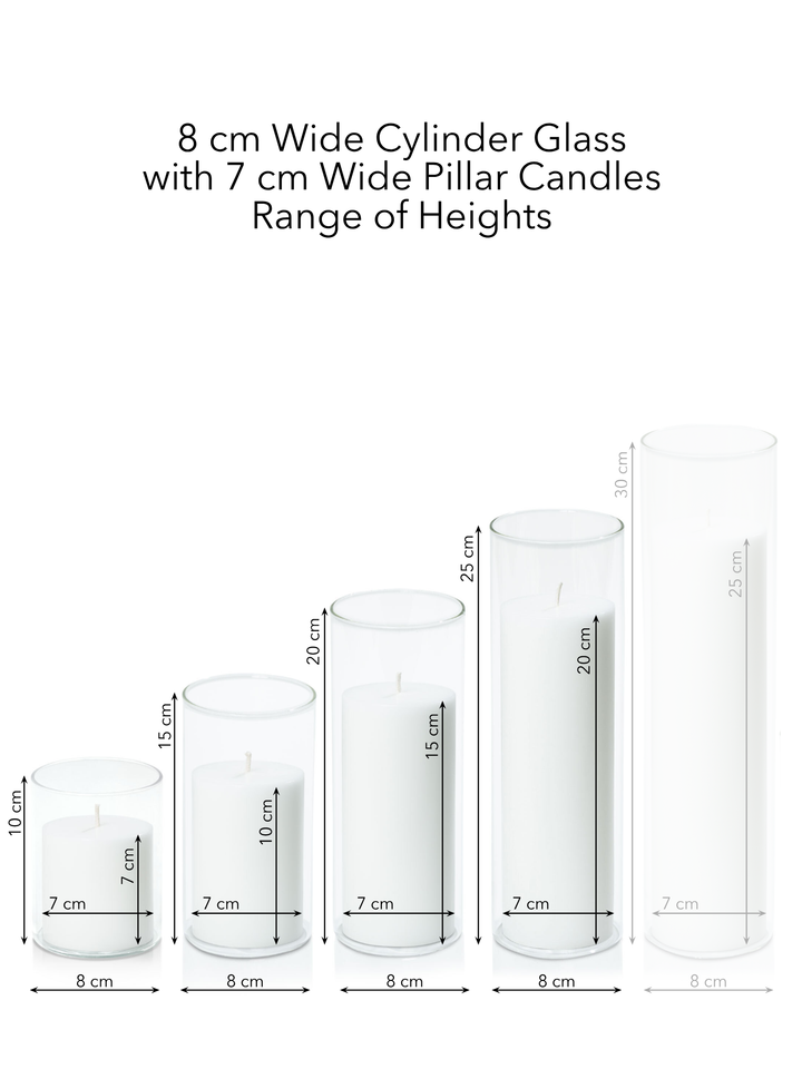 Capri 7cm Pillar in 8cm Glass Set - Sm Pack of 1