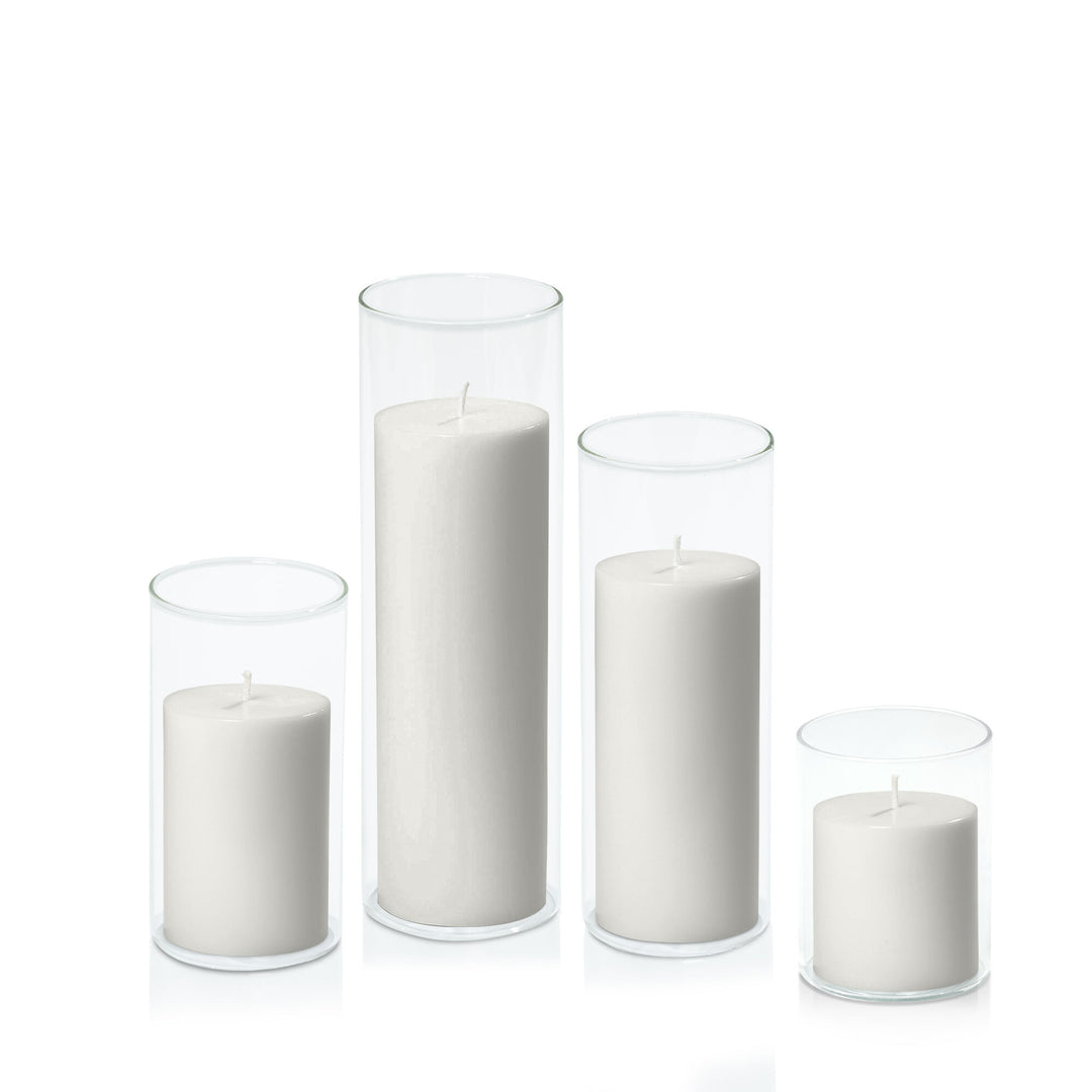 Stone 7cm Pillar in 8cm Glass Set - Sm Pack of 1