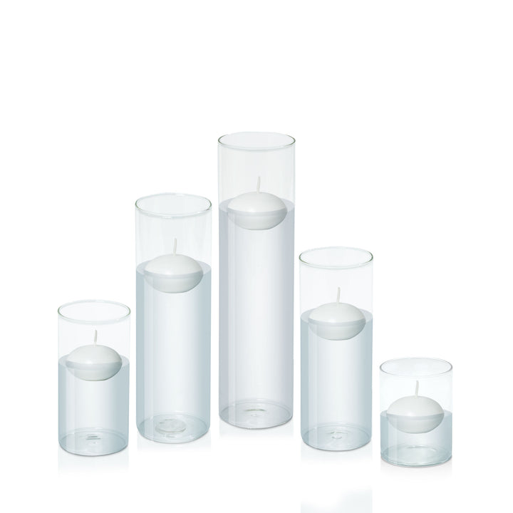 White 6cm Event Floating Candle in 8cm Glass Set - Sm Pack of 1