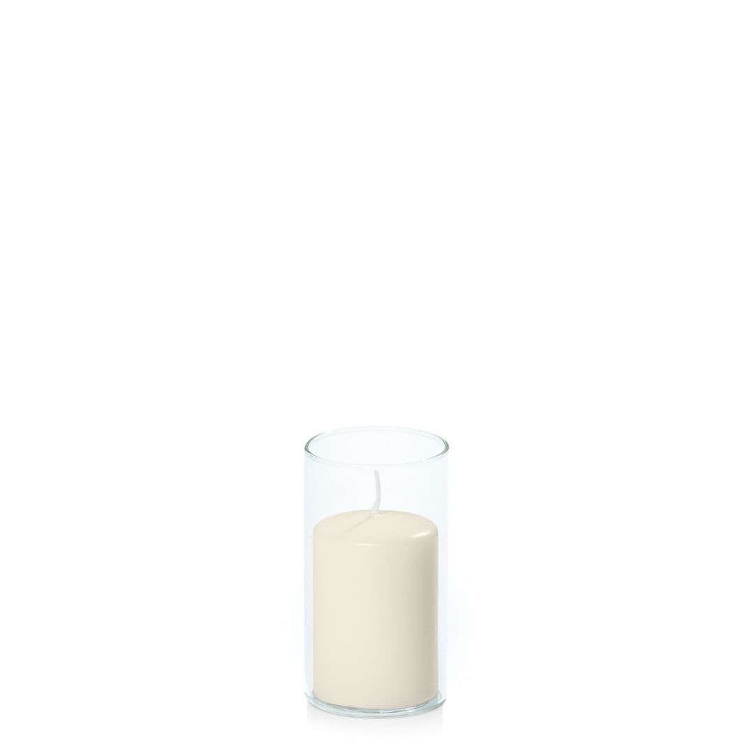 Ivory 5cm x 7.5cm Event Pillar in 5.8cm x 12cm Glass Pack of 1