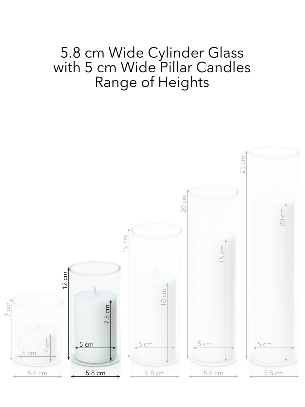 Capri 5cm x 7.5cm Pillar in 5.8cm x 12cm Glass Pack of 1