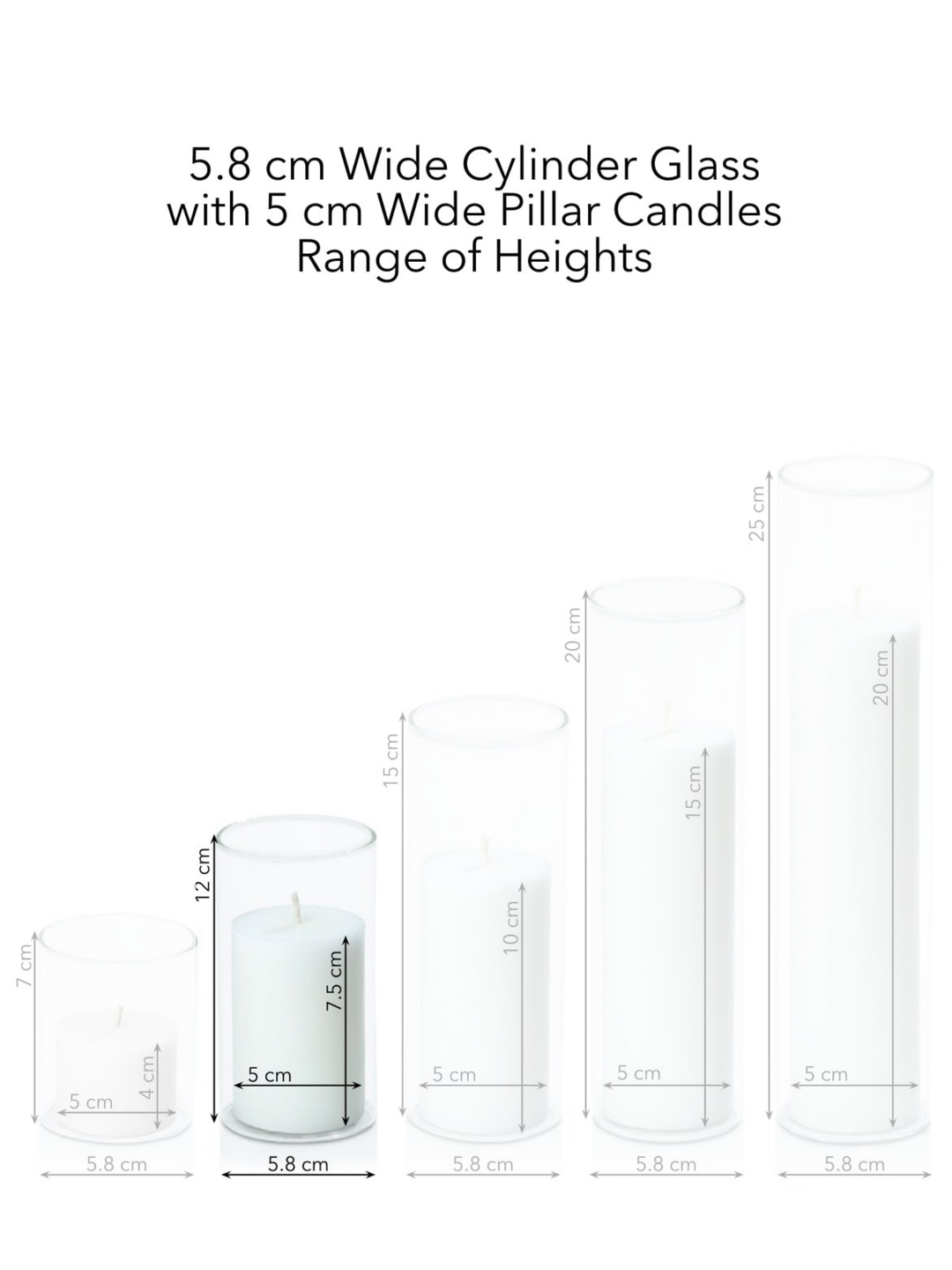 Capri 5cm x 7.5cm Pillar in 5.8cm x 12cm Glass Pack of 1