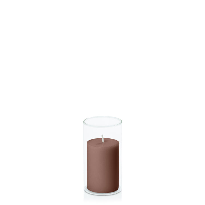 Chocolate 5cm x 7.5cm Pillar in 5.8cm x 12cm Glass Pack of 1