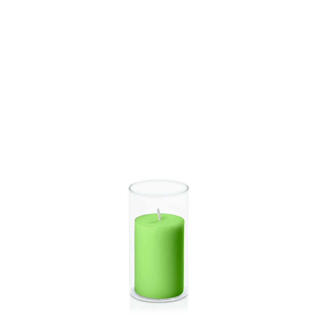 Lime 5cm x 7.5cm Pillar in 5.8cm x 12cm Glass Pack of 1