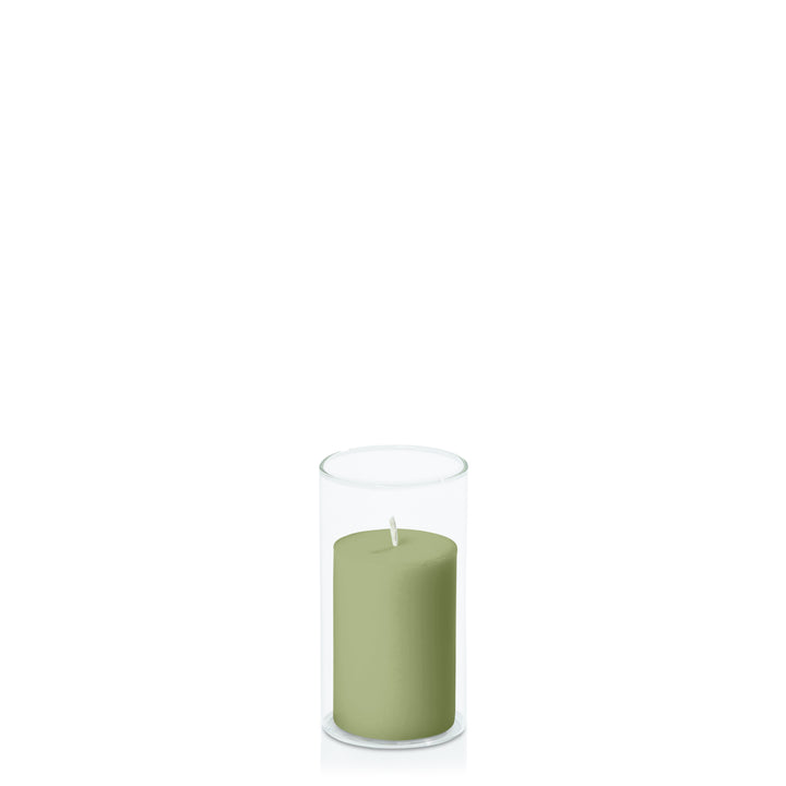 Matcha 5cm x 7.5cm Pillar in 5.8cm x 12cm Glass Pack of 1