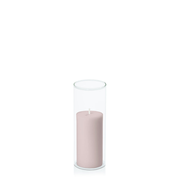 Antique Pink 5cm x 10cm Pillar in 5.8cm x 15cm Glass Pack of 1