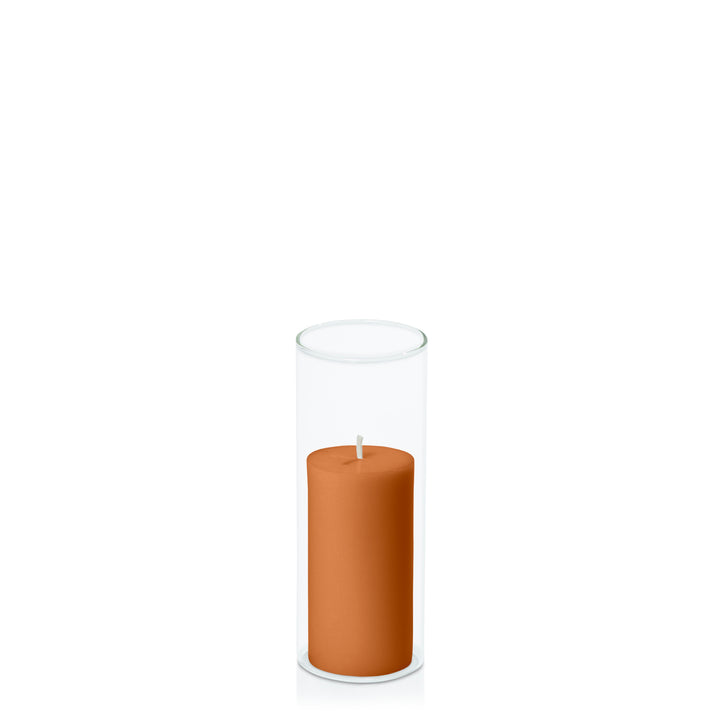 Baked Clay 5cm x 10cm Pillar in 5.8cm x 15cm Glass Pack of 1