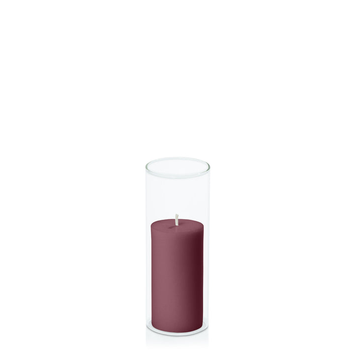 Burgundy 5cm x 10cm Pillar in 5.8cm x 15cm Glass Pack of 1