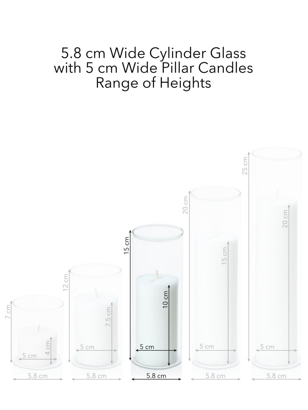 Capri 5cm x 10cm Pillar in 5.8cm x 15cm Glass Pack of 1