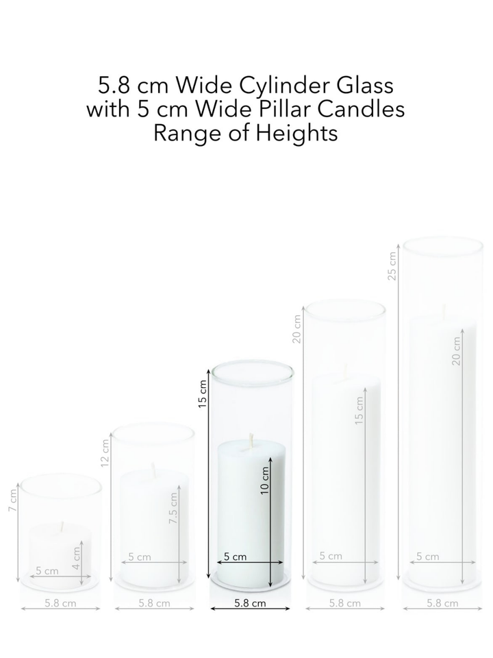 Capri 5cm x 10cm Pillar in 5.8cm x 15cm Glass Pack of 1