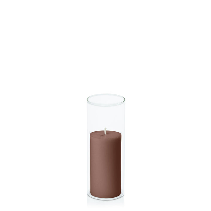 Chocolate 5cm x 10cm Pillar in 5.8cm x 15cm Glass Pack of 1