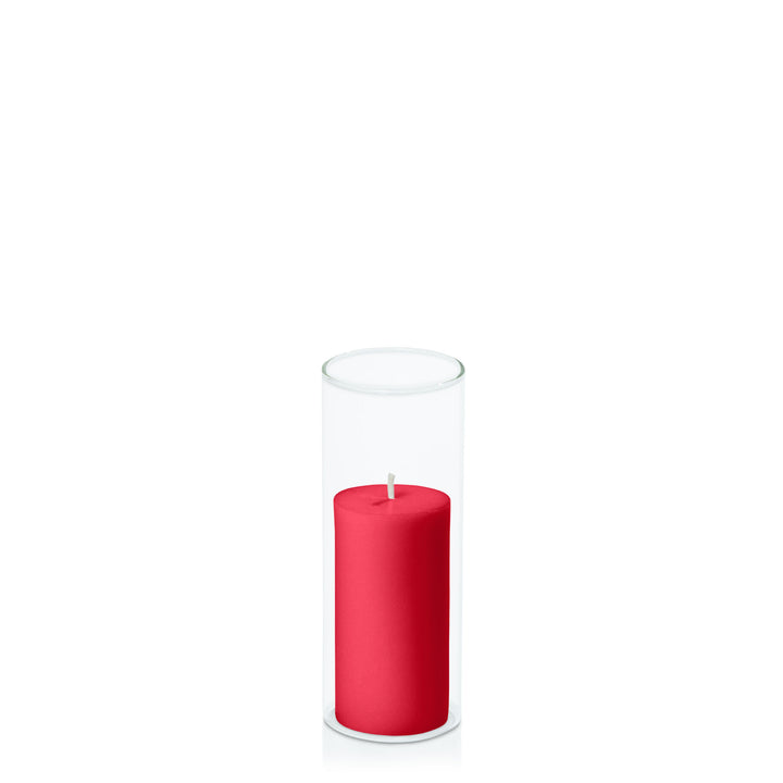 Carnival Red 5cm x 10cm Pillar in 5.8cm x 15cm Glass Pack of 1