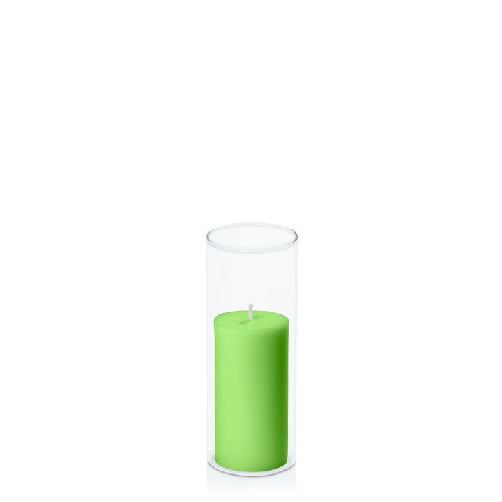 Lime 5cm x 10cm Pillar in 5.8cm x 15cm Glass Pack of 1