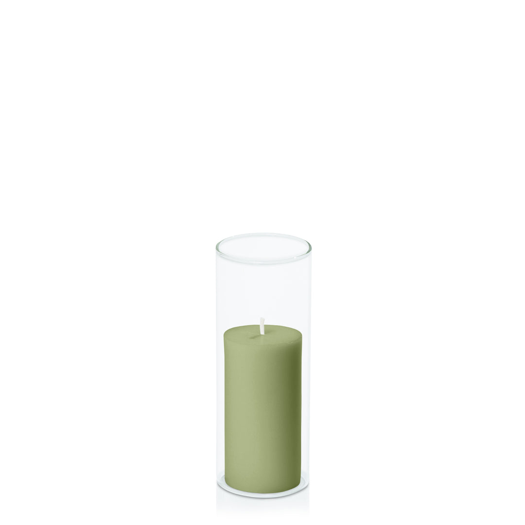 Matcha 5cm x 10cm Pillar in 5.8cm x 15cm Glass Pack of 1