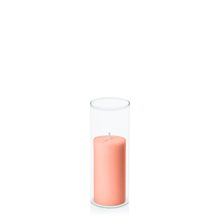 Peach 5cm x 10cm Pillar in 5.8cm x 15cm Glass Pack of 1