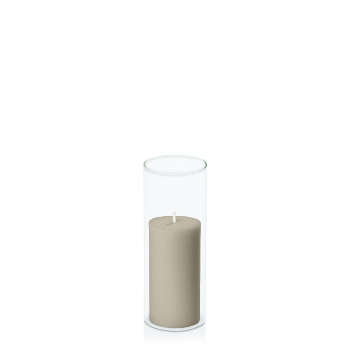 Pale Eucalypt 5cm x 10cm Pillar in 5.8cm x 15cm Glass Pack of 1