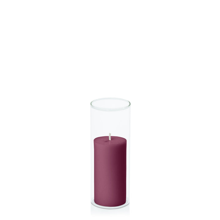 Plum 5cm x 10cm Pillar in 5.8cm x 15cm Glass Pack of 1