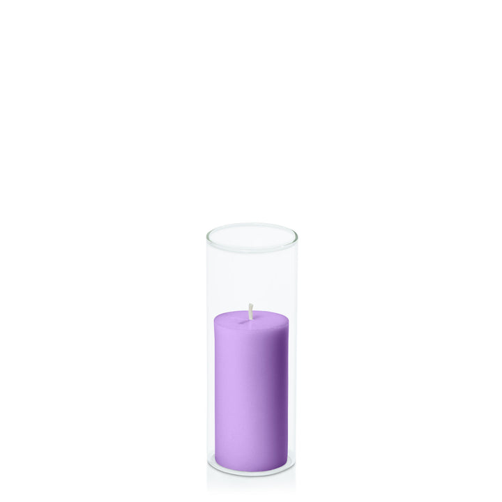 Purple 5cm x 10cm Pillar in 5.8cm x 15cm Glass Pack of 1