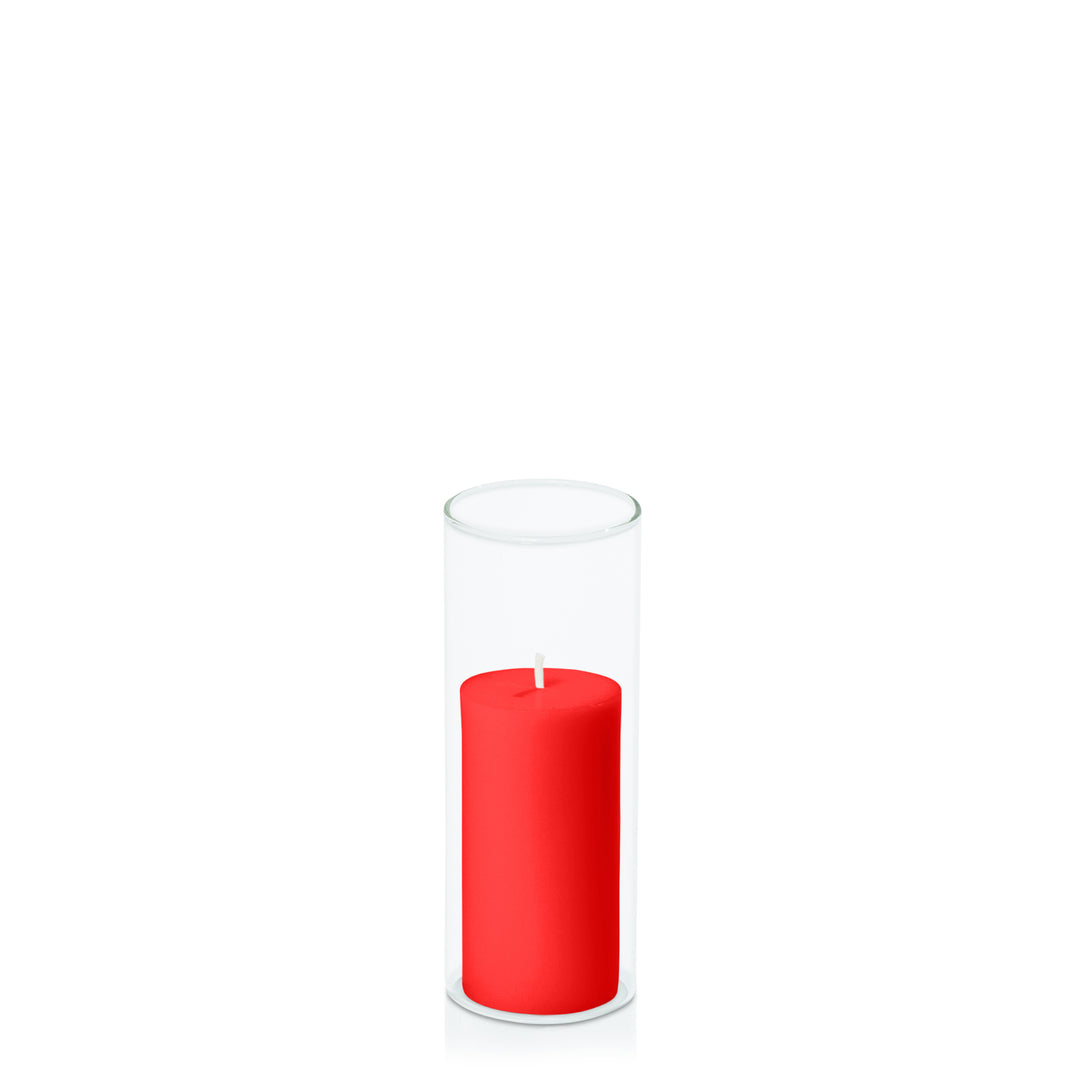 Scarlet 5cm x 10cm Pillar in 5.8cm x 15cm Glass Pack of 1