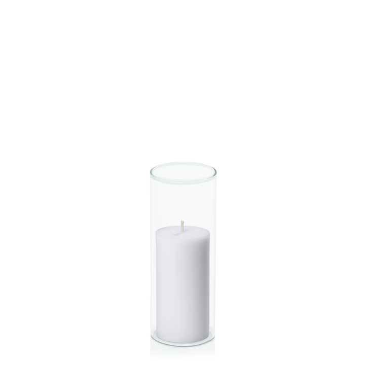 Silver Grey 5cm x 10cm Pillar in 5.8cm x 15cm Glass Pack of 1