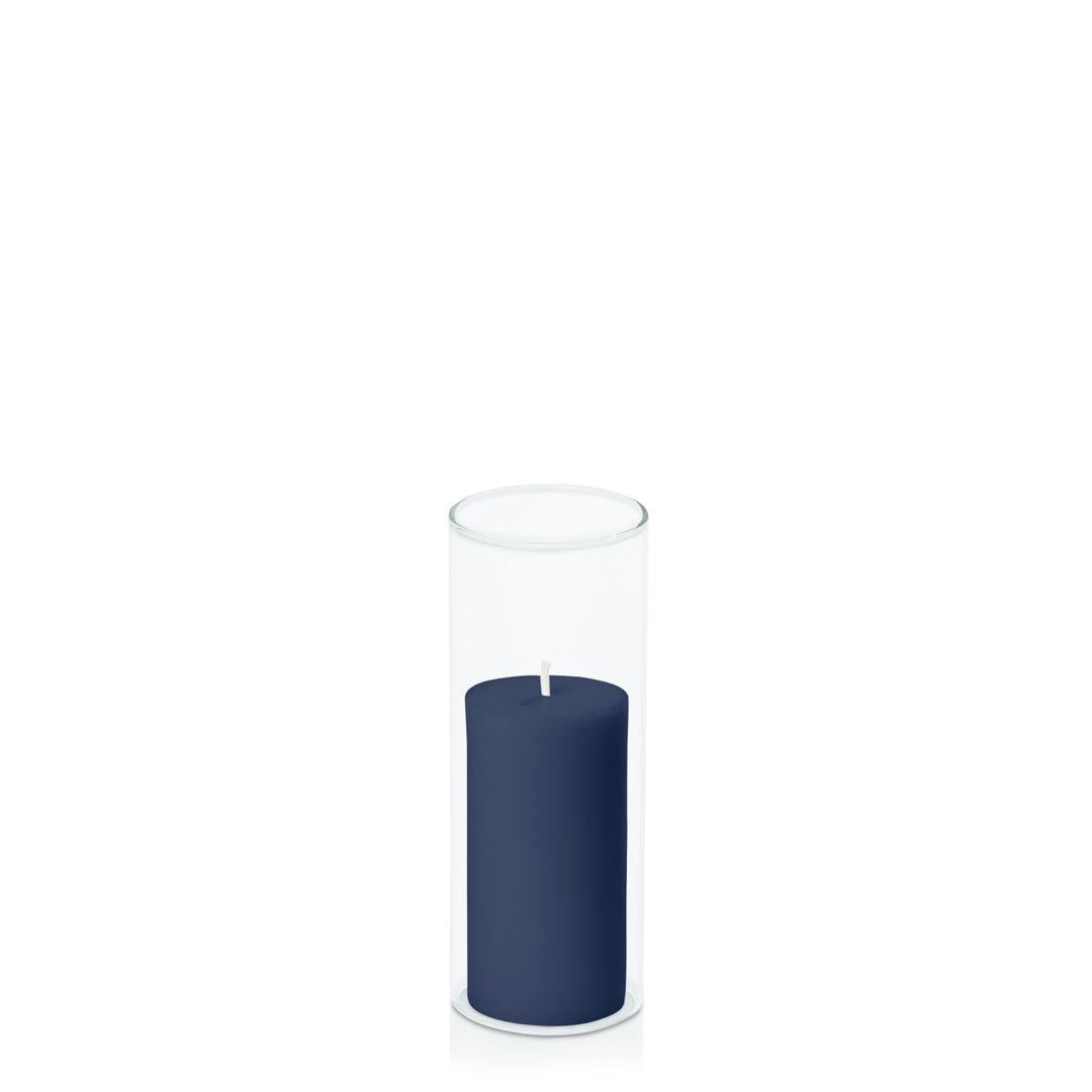 Sapphire 5cm x 10cm Pillar in 5.8cm x 15cm Glass Pack of 1