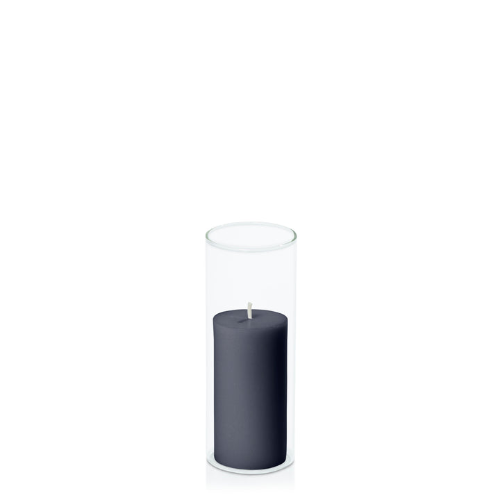 Steel Blue 5cm x 10cm Pillar in 5.8cm x 15cm Glass Pack of 1