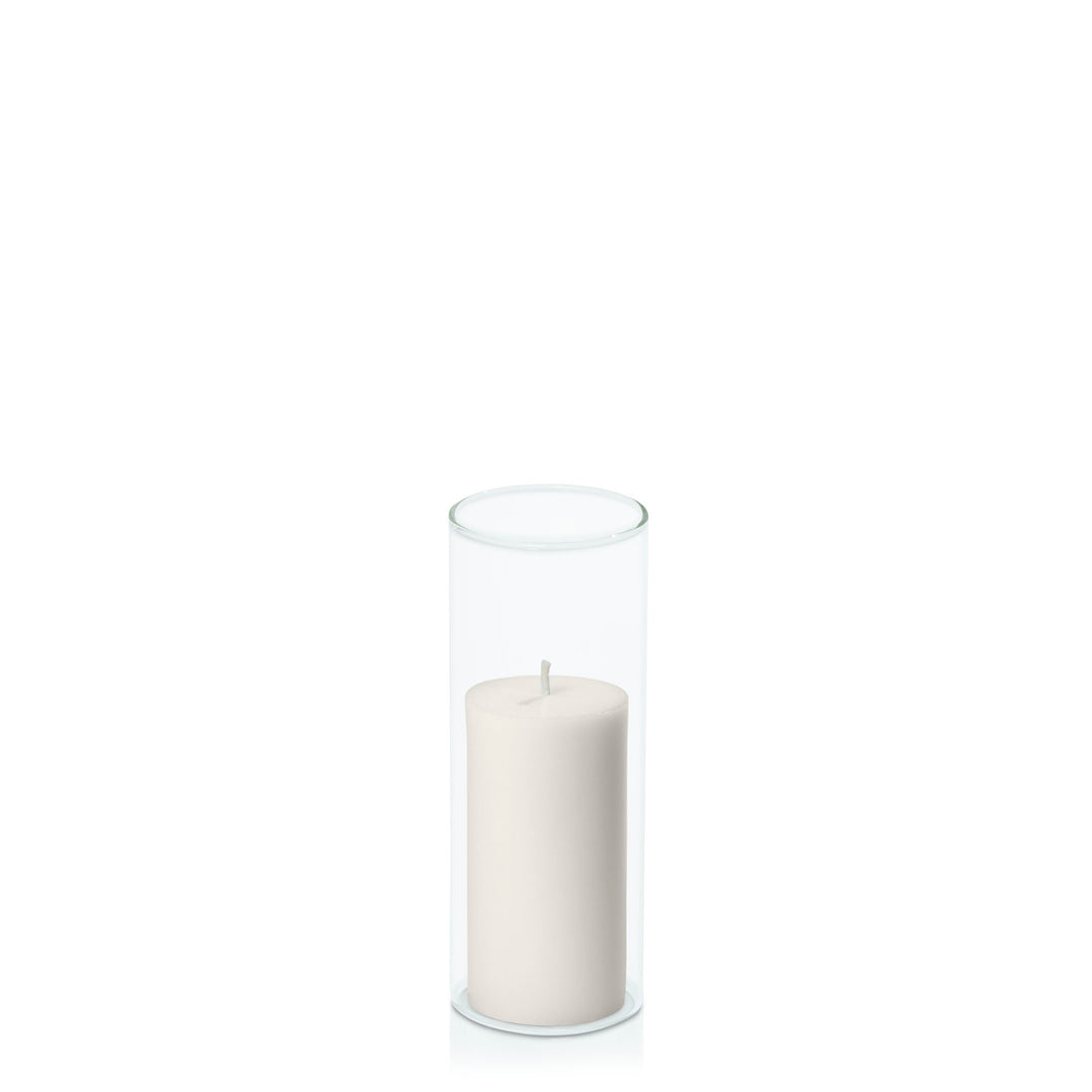 Stone 5cm x 10cm Pillar in 5.8cm x 15cm Glass Pack of 1