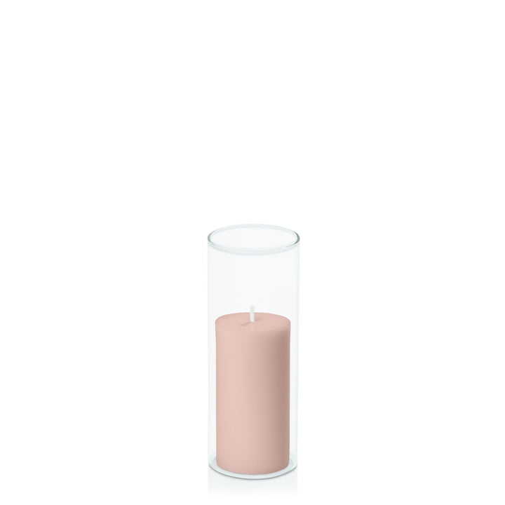 Vintage Blush 5cm x 10cm Pillar in 5.8cm x 15cm Glass Pack of 1