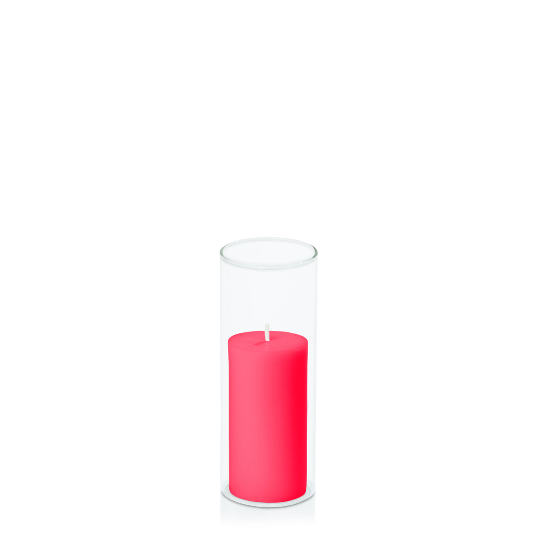 Watermelon 5cm x 10cm Pillar in 5.8cm x 15cm Glass Pack of 1