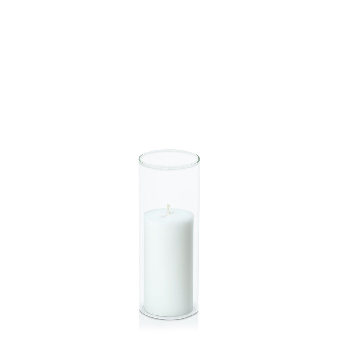 White 5cm x 10cm Pillar in 5.8cm x 15cm Glass Pack of 1