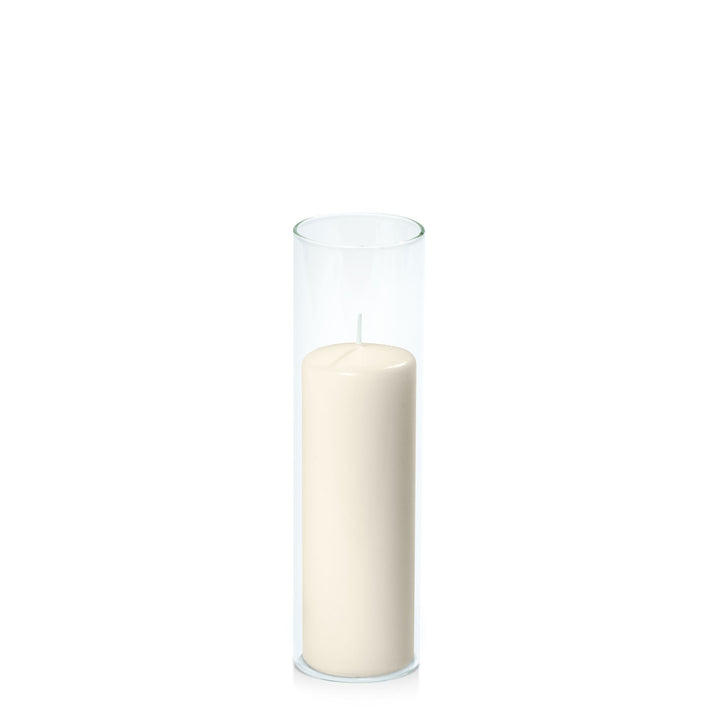 Ivory 5cm x 15cm Event Pillar in 5.8cm x 20cm Glass Pack of 1