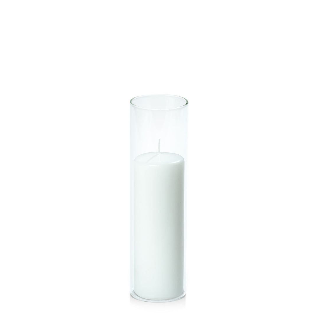 White 5cm x 15cm Event Pillar in 5.8cm x 20cm Glass Pack of 1