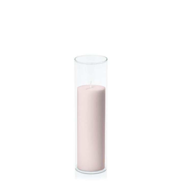 Antique Pink 5cm x 15cm Pillar in 5.8cm x 20cm Glass Pack of 1