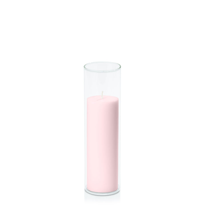 Blush Pink 5cm x 15cm Pillar in 5.8cm x 20cm Glass Pack of 1