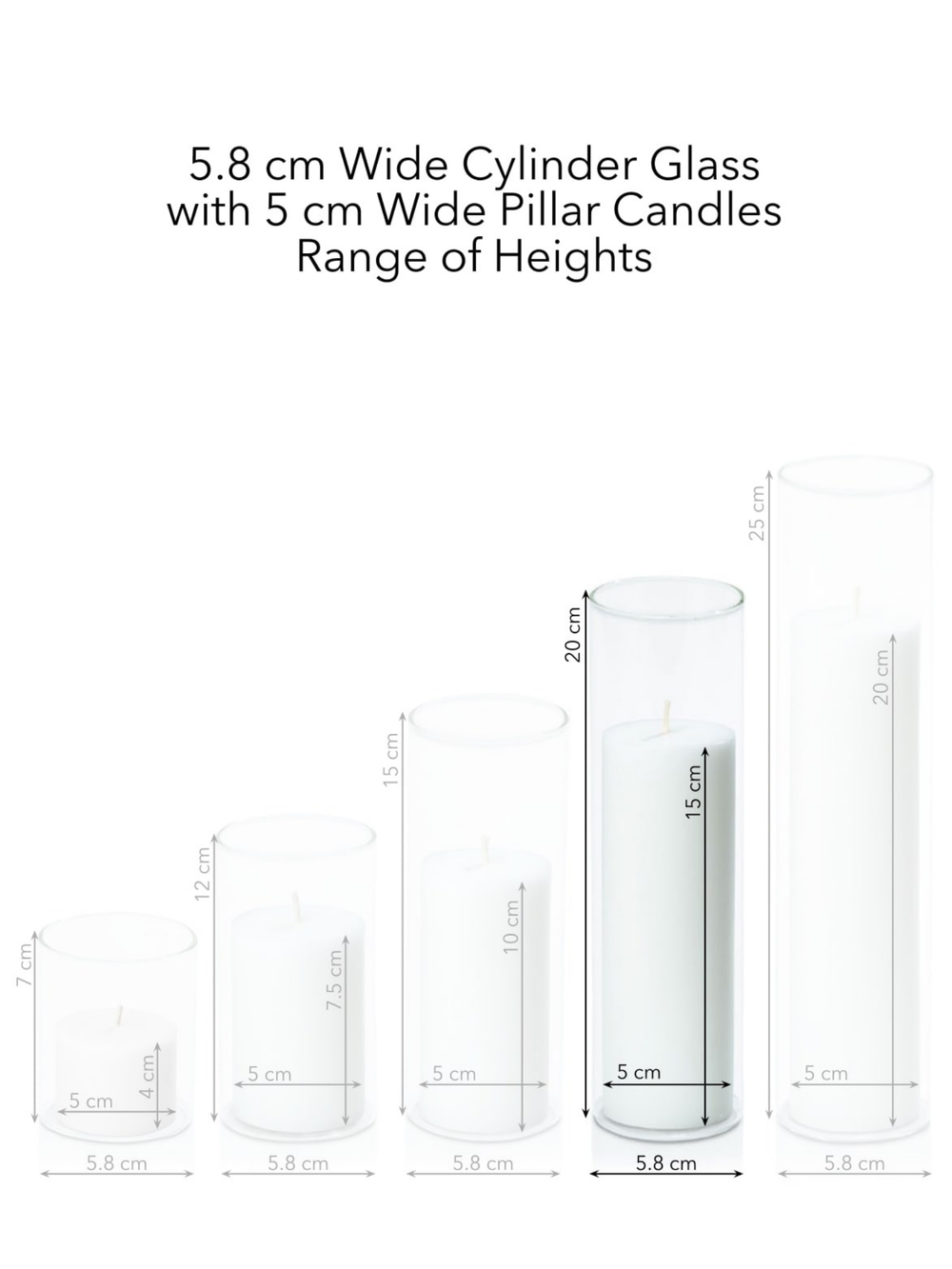 Capri 5cm x 15cm Pillar in 5.8cm x 20cm Glass Pack of 1