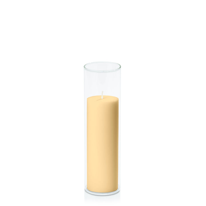 Gold 5cm x 15cm Pillar in 5.8cm x 20cm Glass Pack of 1