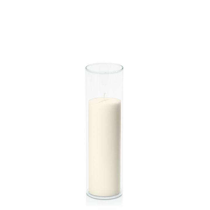 Ivory 5cm x 15cm Pillar in 5.8cm x 20cm Glass Pack of 1