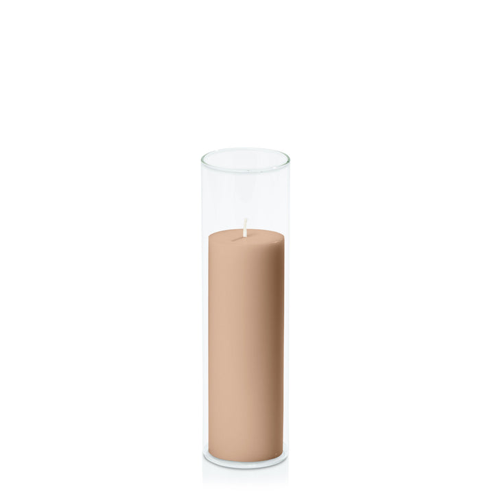 Latte 5cm x 15cm Pillar in 5.8cm x 20cm Glass Pack of 1