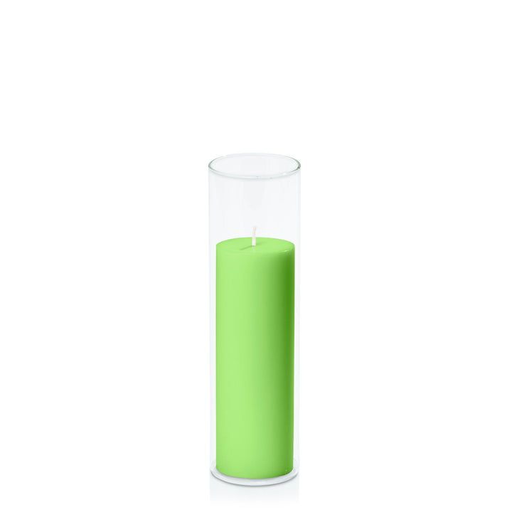 Lime 5cm x 15cm Pillar in 5.8cm x 20cm Glass Pack of 1