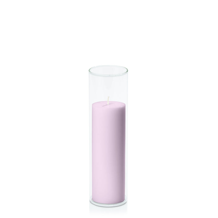 Lilac 5cm x 15cm Pillar in 5.8cm x 20cm Glass Pack of 1