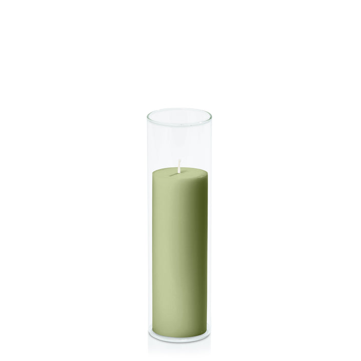 Matcha 5cm x 15cm Pillar in 5.8cm x 20cm Glass Pack of 1