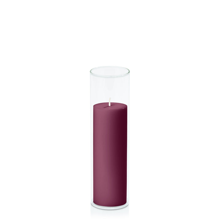 Plum 5cm x 15cm Pillar in 5.8cm x 20cm Glass Pack of 1