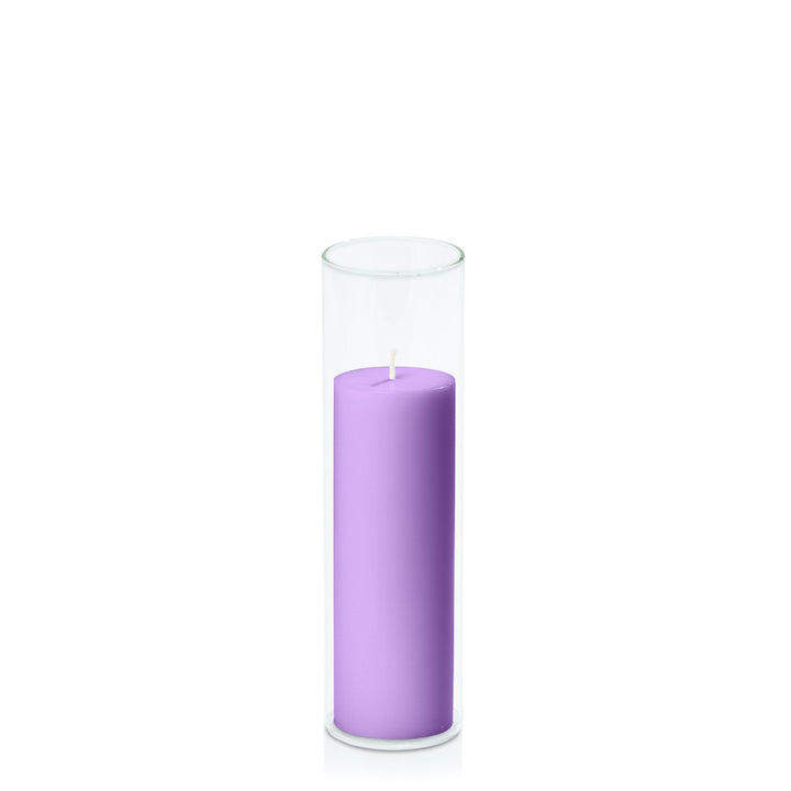 Purple 5cm x 15cm Pillar in 5.8cm x 20cm Glass Pack of 1